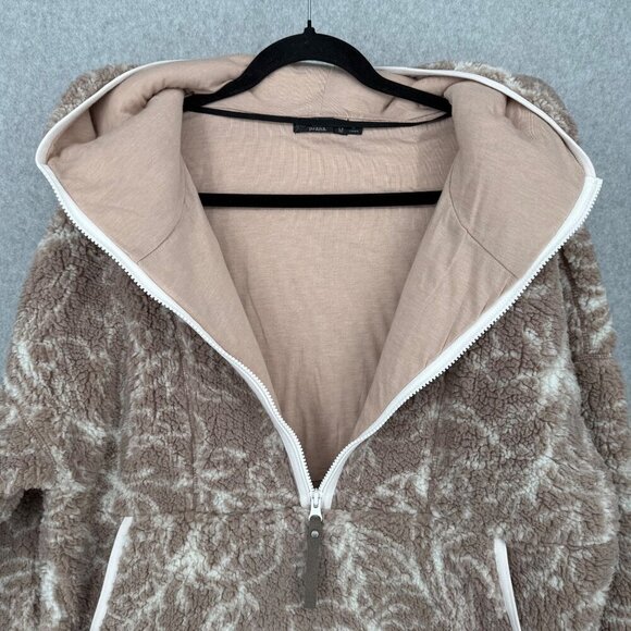 PrAna Womens Polar Escape Half-Zip Pullover Size M Brown Floral Fleece Sherpa - Picture 3 of 13